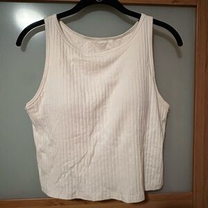 Uniqlo Cream Ribbed Tank Top with bra